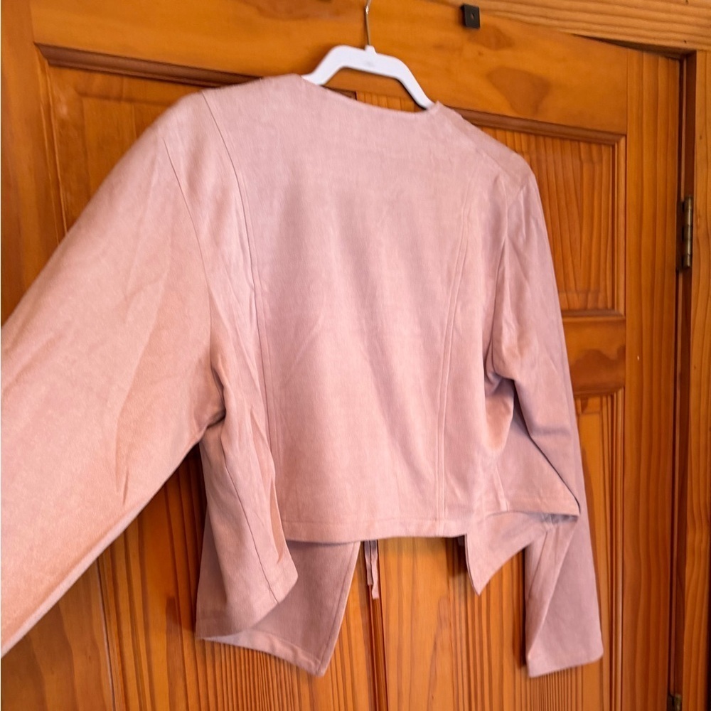 NWOT VENUS XL Blush Pink Open Front Fringe Jacket Never Worn - Picture 3 of 9